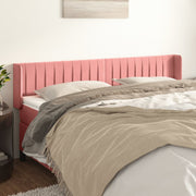 sengegavl med kanter 163x16x78/88 cm fløjl lyserød