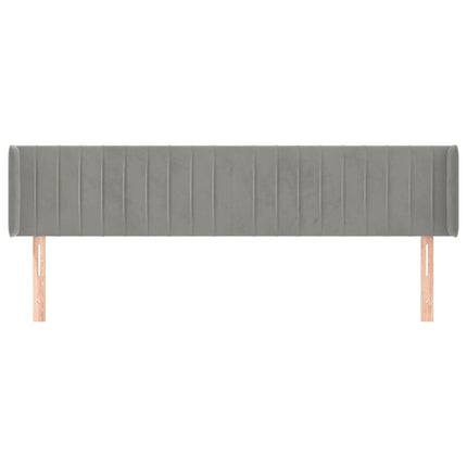sengegavl med kanter 183x16x78/88 cm fløjl lysegrå