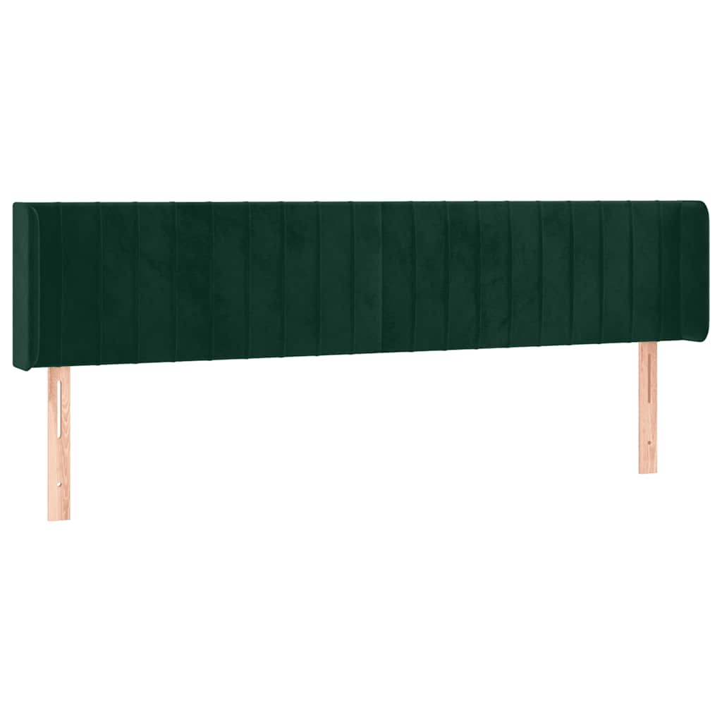 sengegavl med kanter 183x16x78/88 cm fløjl mørkegrøn