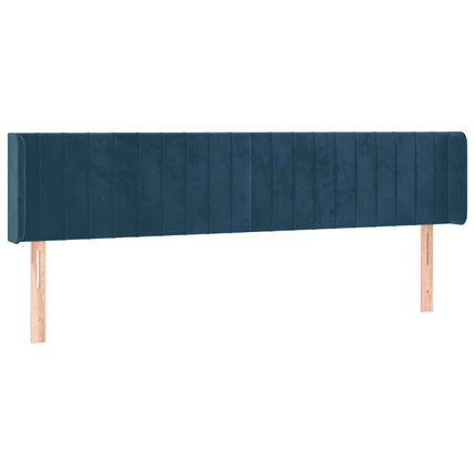 sengegavl med kanter 183x16x78/88 cm fløjl mørkeblå