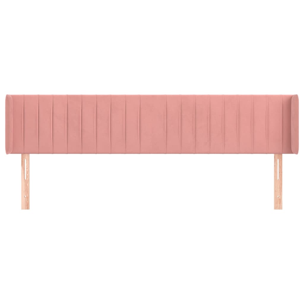sengegavl med kanter 183x16x78/88 cm fløjl lyserød