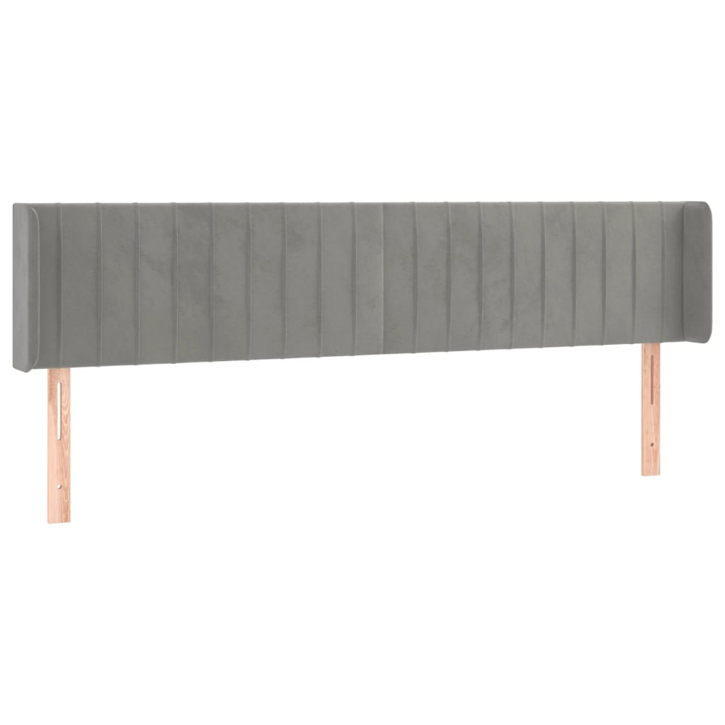 sengegavl med kanter 203x16x78/88 cm fløjl lysegrå