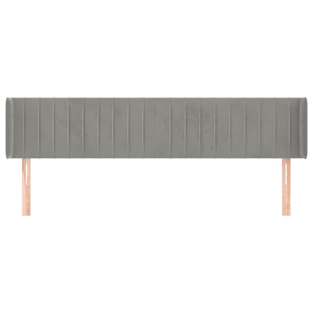 sengegavl med kanter 203x16x78/88 cm fløjl lysegrå