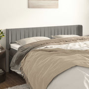 sengegavl med kanter 203x16x78/88 cm fløjl lysegrå