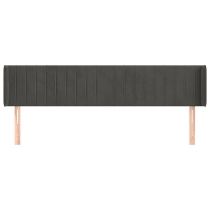 sengegavl med kanter 203x16x78/88 cm fløjl mørkegrå