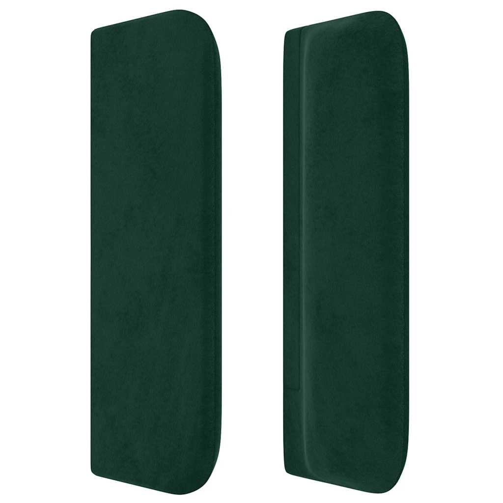 sengegavl med kanter 203x16x78/88 cm fløjl mørkegrøn