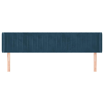 sengegavl med kanter 203x16x78/88 cm fløjl mørkeblå