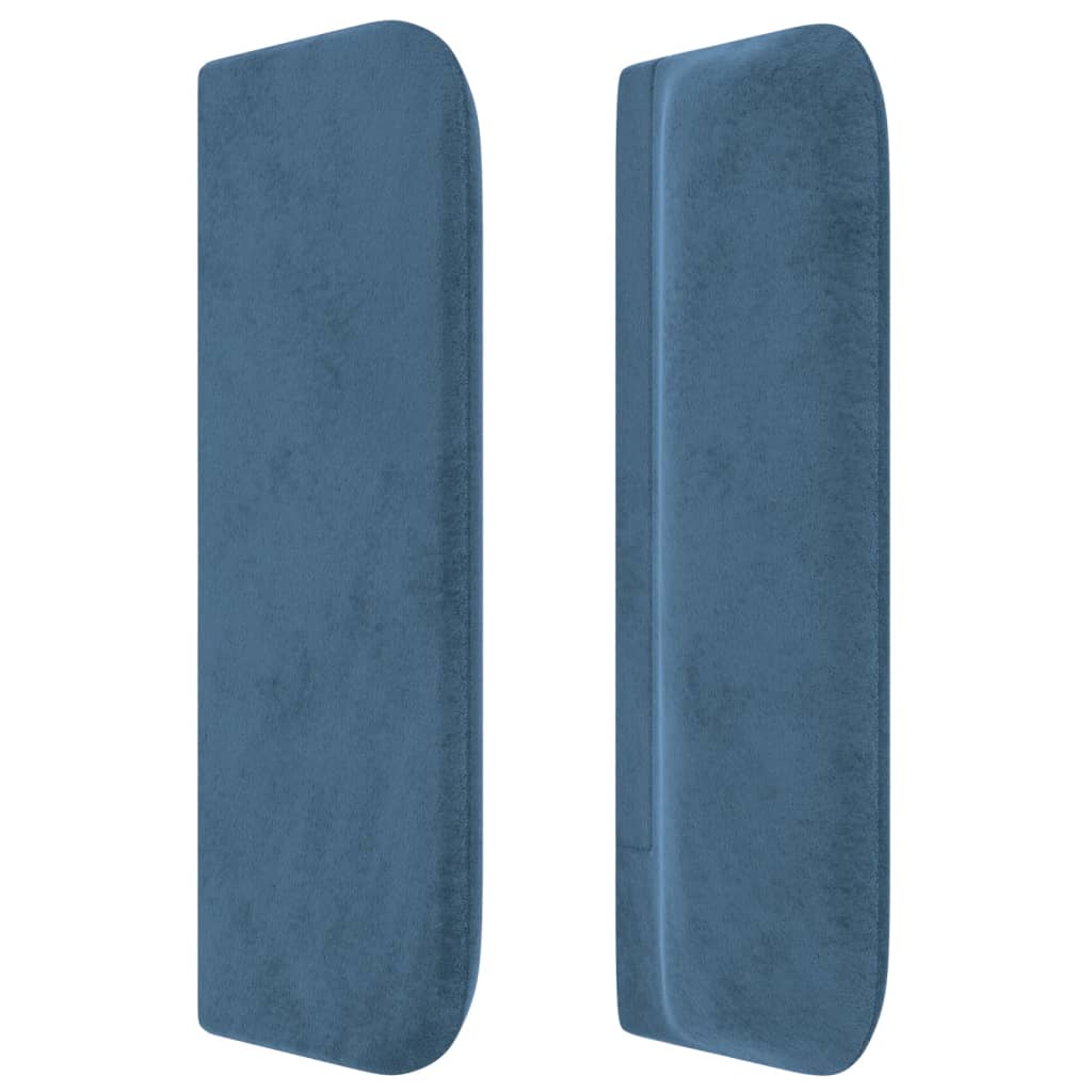 sengegavl med kanter 203x16x78/88 cm fløjl mørkeblå