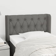 sengegavl med kanter 83x16x78/128 cm stof mørkegrå