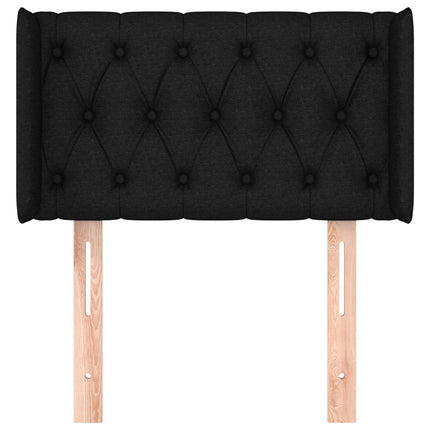sengegavl med kanter 83x16x78/128 cm stof sort
