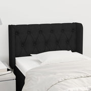 sengegavl med kanter 83x16x78/128 cm stof sort