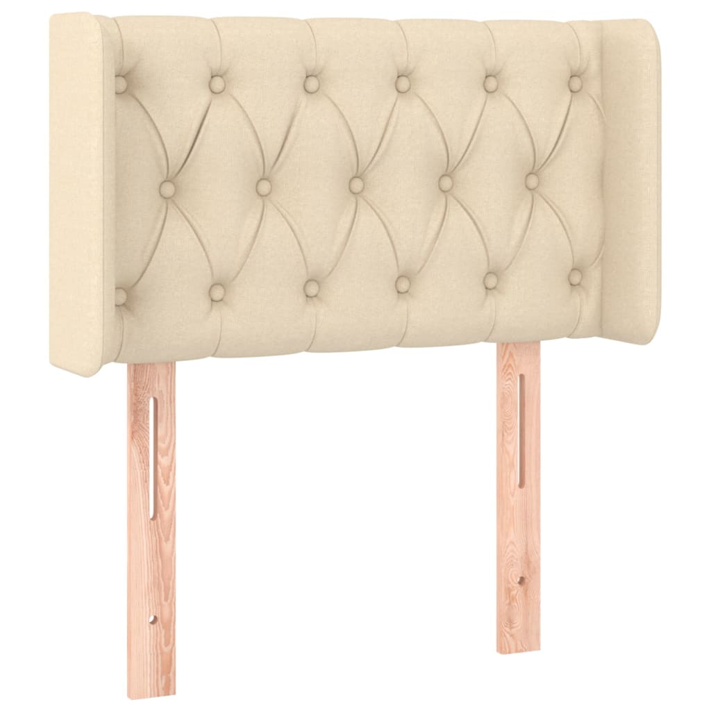 sengegavl med kanter 83x16x78/128 cm stof cremefarvet