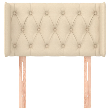 sengegavl med kanter 83x16x78/128 cm stof cremefarvet
