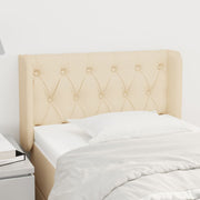 sengegavl med kanter 83x16x78/128 cm stof cremefarvet