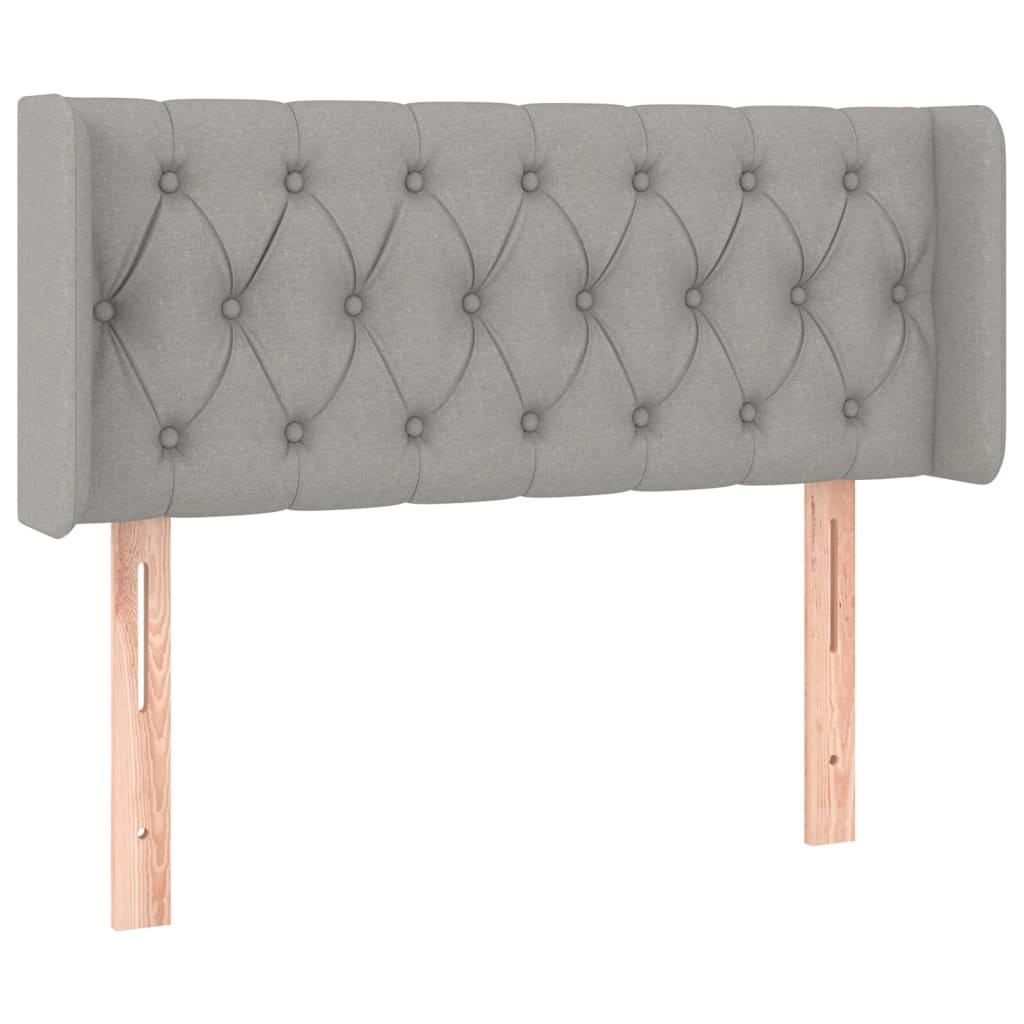 sengegavl med kanter 93x16x78/128 cm stof lysegrå