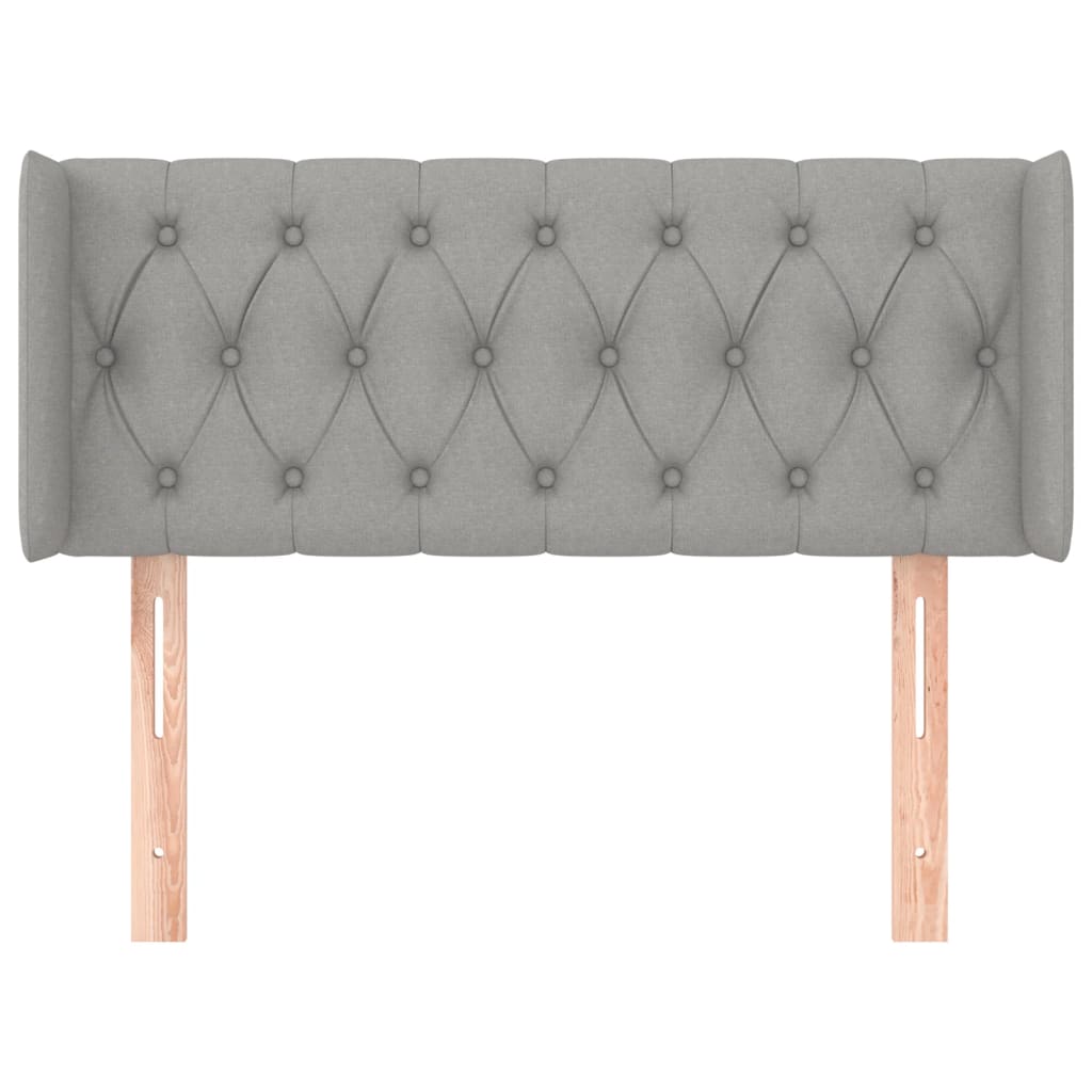 sengegavl med kanter 93x16x78/128 cm stof lysegrå