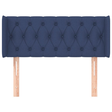 sengegavl med kanter 93x16x78/88 cm stof blå