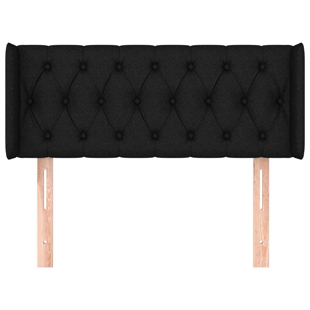 sengegavl med kanter 103x16x78/88 cm stof sort