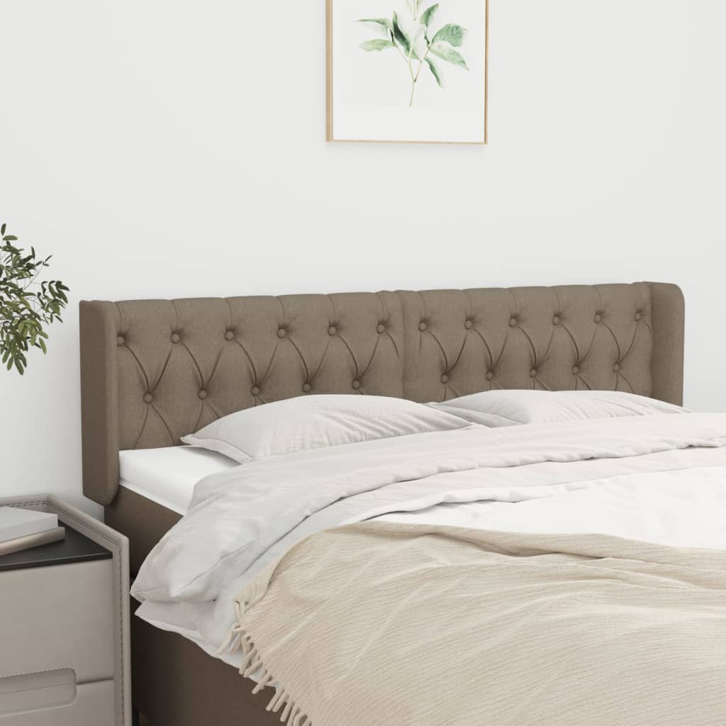 sengegavl med kanter 147x16x78/88 cm stof gråbrun