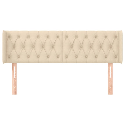 sengegavl med kanter 147x16x78/88 cm stof cremefarvet