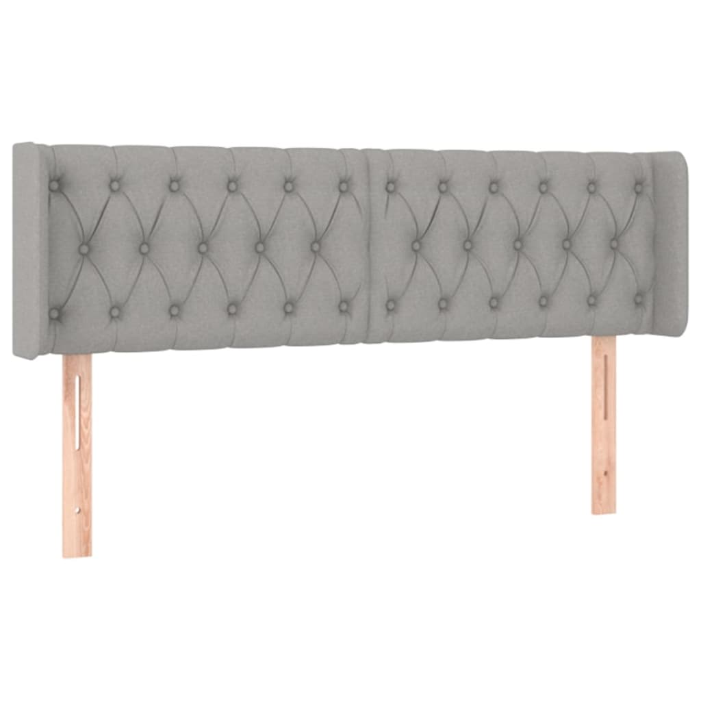 sengegavl med kanter 163x16x78/88 cm stof lysegrå