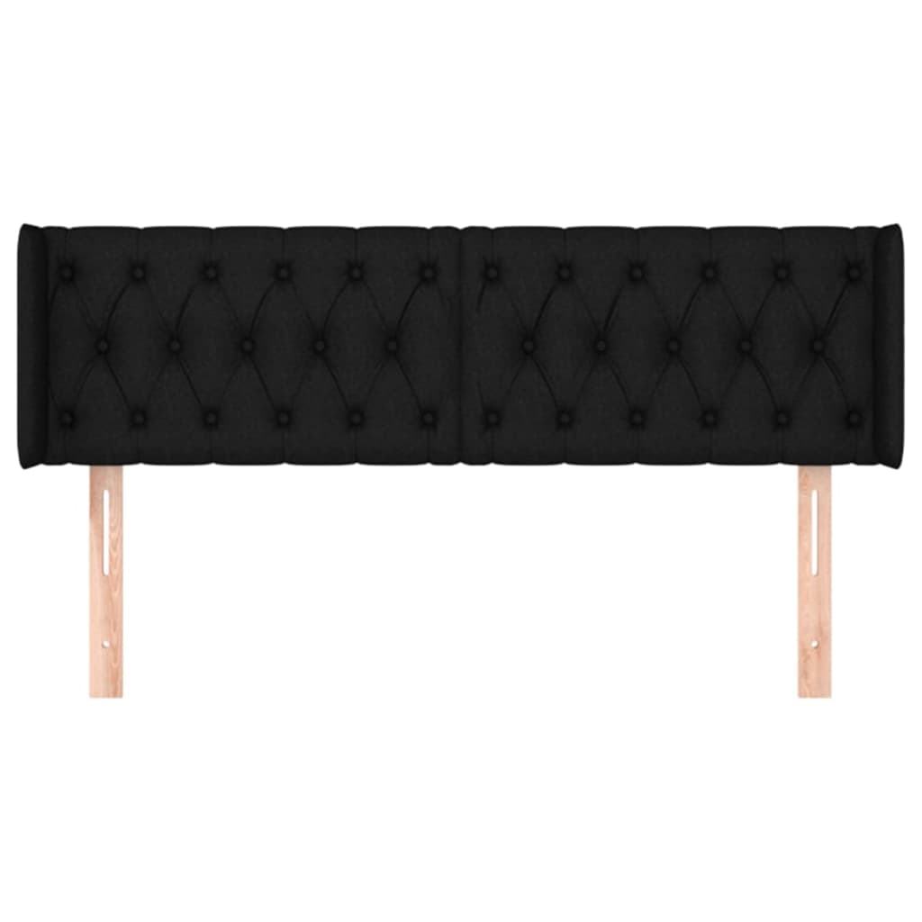 sengegavl med kanter 163x16x78/88 cm stof sort
