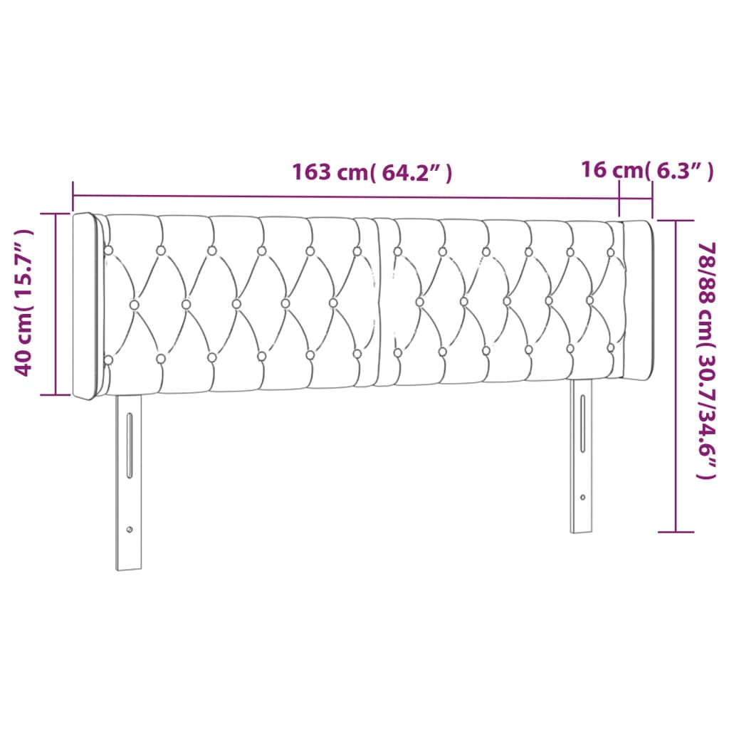 sengegavl med kanter 163x16x78/88 cm stof gråbrun