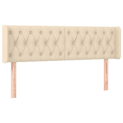sengegavl med kanter 163x16x78/88 cm stof cremefarvet