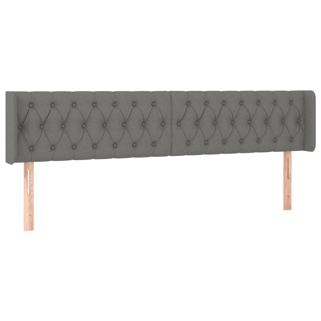 sengegavl med kanter 183x16x78/88 cm stof mørkegrå