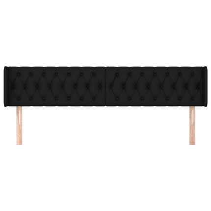 sengegavl med kanter 183x16x78/88 cm stof sort