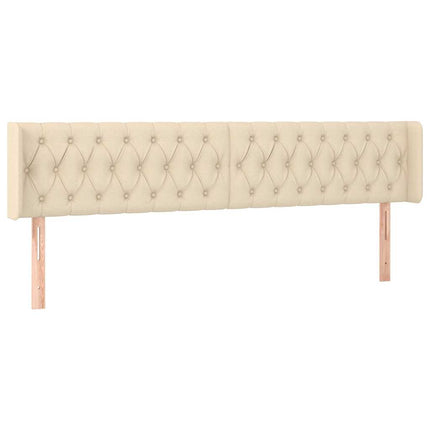 sengegavl med kanter 183x16x78/88 cm stof cremefarvet