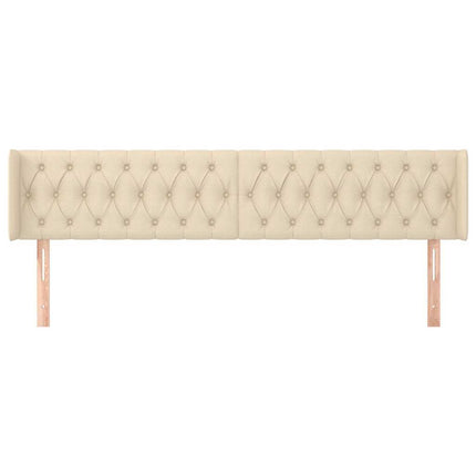 sengegavl med kanter 183x16x78/88 cm stof cremefarvet