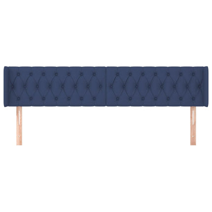 sengegavl med kanter 183x16x78/88 cm stof blå