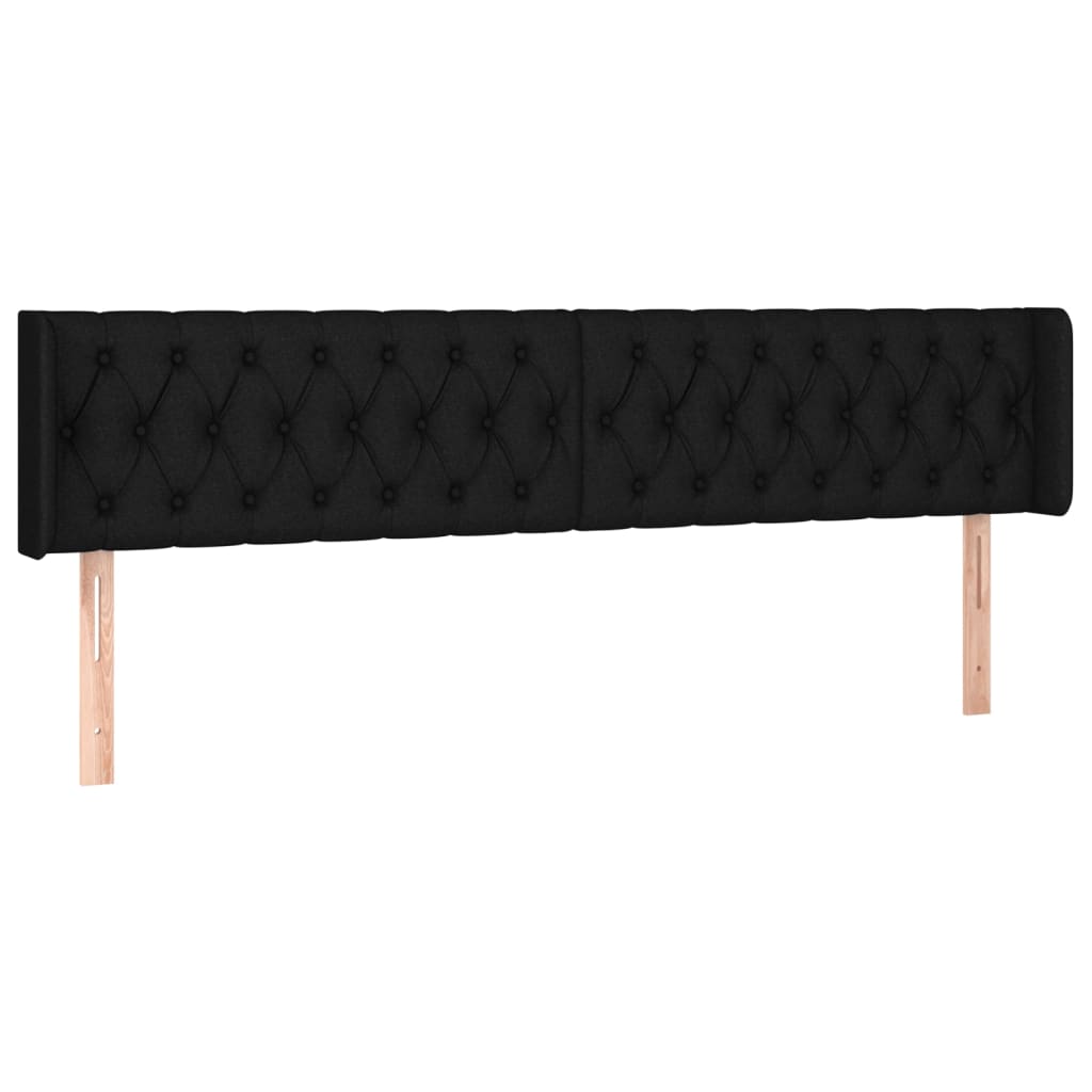 sengegavl med kanter 203x16x78/88 cm stof sort