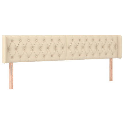 sengegavl med kanter 203x16x78/88 cm stof cremefarvet