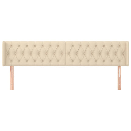 sengegavl med kanter 203x16x78/88 cm stof cremefarvet
