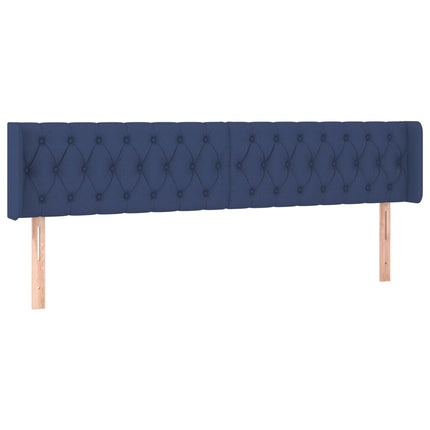 sengegavl med kanter 203x16x78/88 cm stof blå