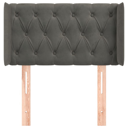 sengegavl med kanter 83x16x78/88 cm fløjl mørkegrå