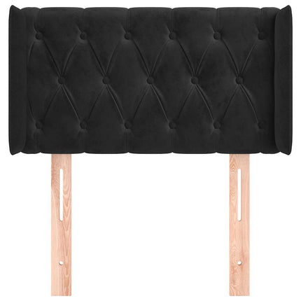 sengegavl med kanter 83x16x78/88 cm fløjl sort