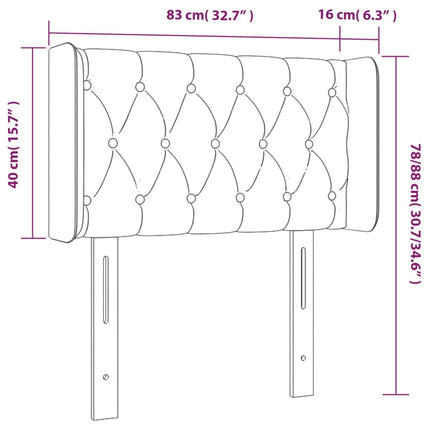 sengegavl med kanter 83x16x78/88 cm fløjl sort