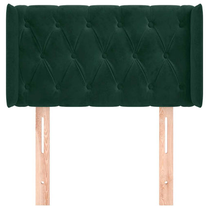 sengegavl med kanter 83x16x78/88 cm fløjl mørkegrøn
