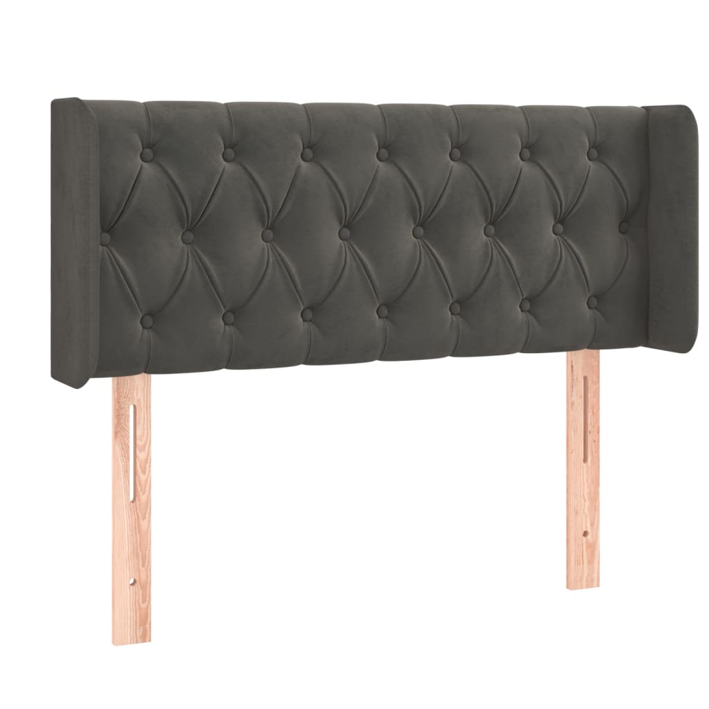 sengegavl med kanter 93x16x78/88 cm fløjl mørkegrå