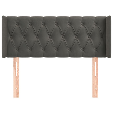 sengegavl med kanter 93x16x78/88 cm fløjl mørkegrå