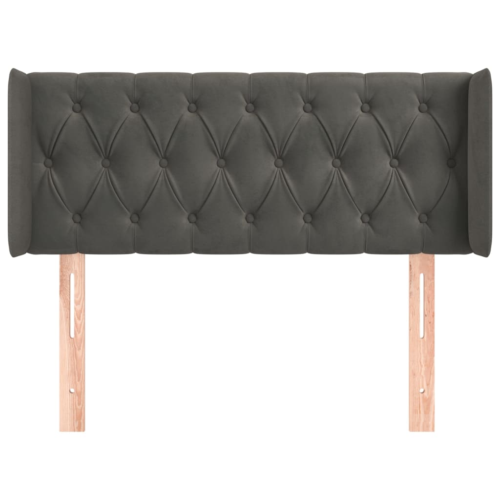sengegavl med kanter 93x16x78/88 cm fløjl mørkegrå