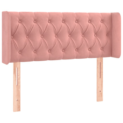 sengegavl med kanter 93x16x78/88 cm fløjl lyserød