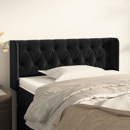 sengegavl med kanter 103x16x78/88 cm fløjl sort