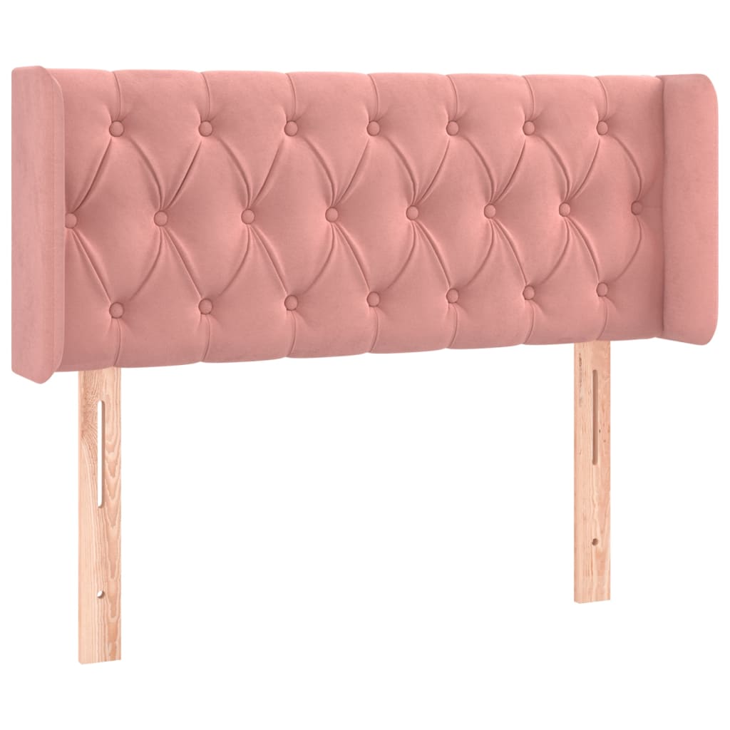sengegavl med kanter 103x16x78/88 cm fløjl lyserød