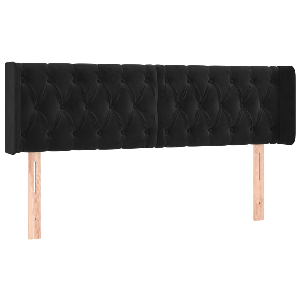 sengegavl med kanter 147x16x78/88 cm fløjl sort