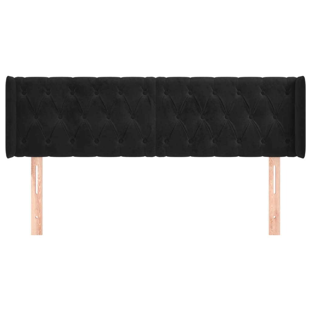 sengegavl med kanter 147x16x78/88 cm fløjl sort