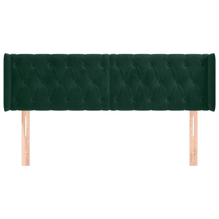 sengegavl med kanter 147x16x78/88 cm fløjl mørkegrøn